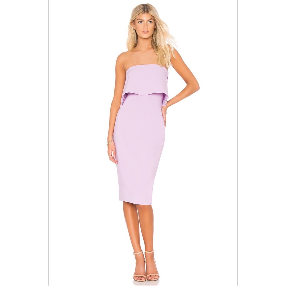 NWT Likely Revolve Driggs Strapless Sheath Midi Dress in Twilight Mist
